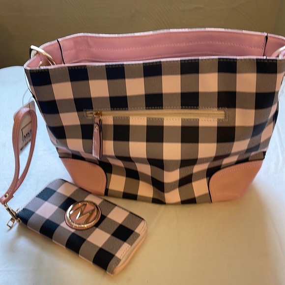 Vivien Checker Hobo and Wallet by Mia K - Picture 2 of 7